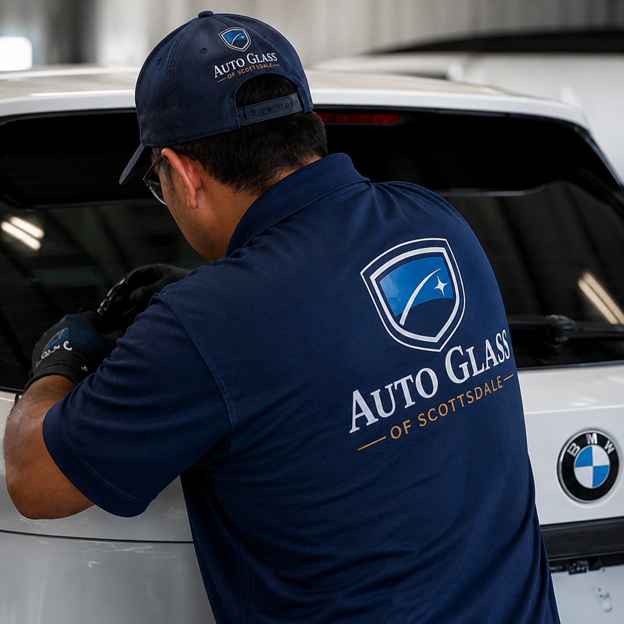 East Valley Auto Glass technician installing door glass