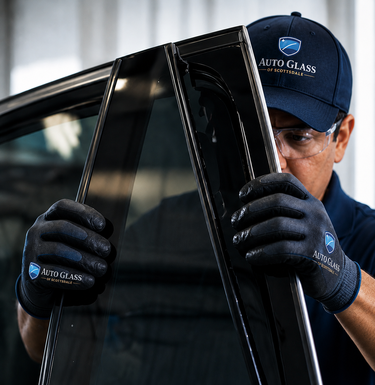 East Valley Auto Glass technician handling glass repair